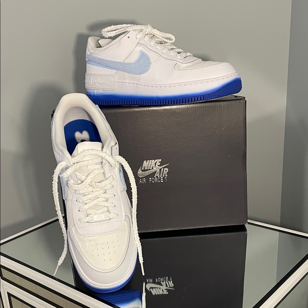 Nike Air Force 1 Shadow White with Blue Highlights
